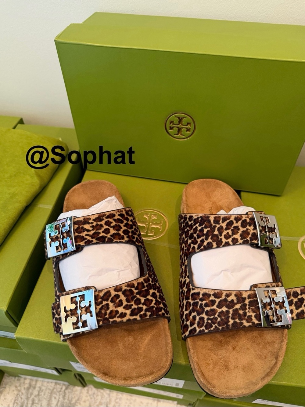 Tory Burch Leopard Print Mellow Slide Sandals